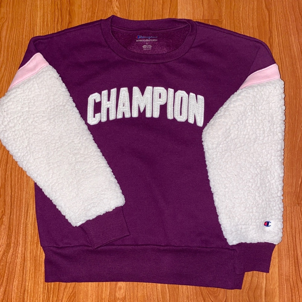 Girls Vintage Champion Spellout Sweater Size Large
